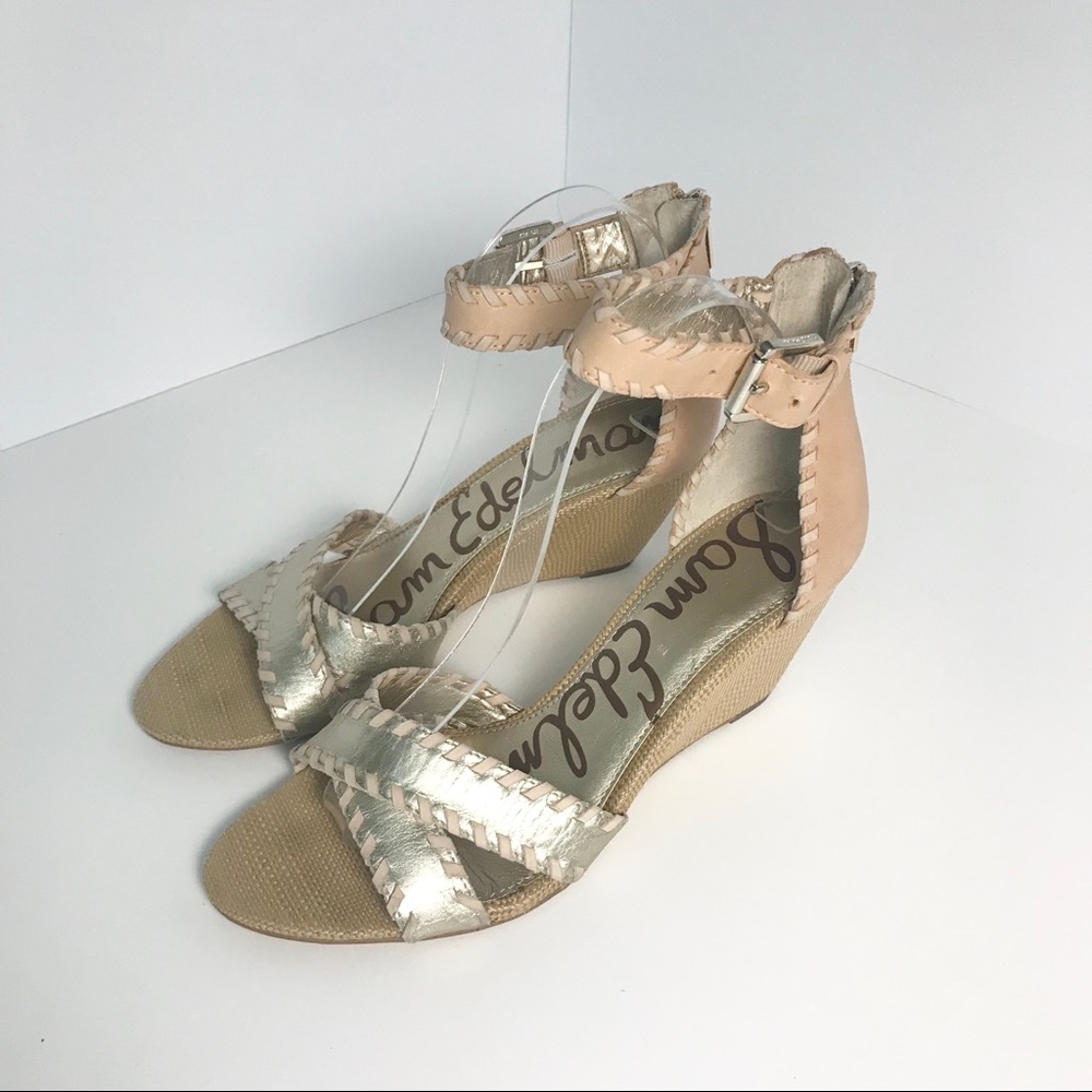 SAM EDELMAN Silvia Wedge Sandal with Leather Strap